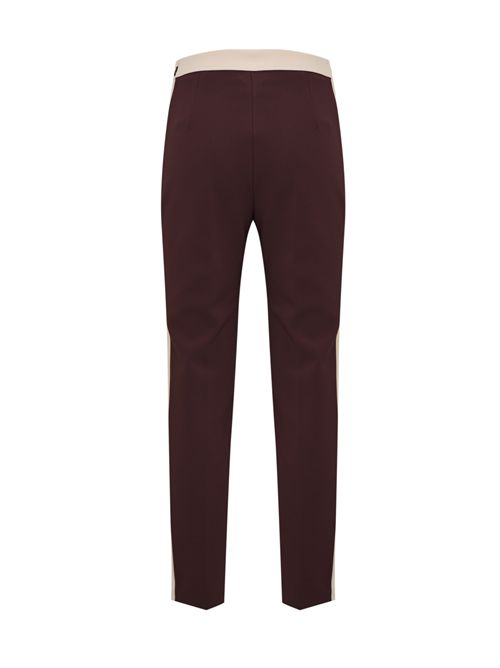Pantaloni in doppio crepe bi-color Merlot/Milk Elisabetta Franchi | PAT0156E2EH8